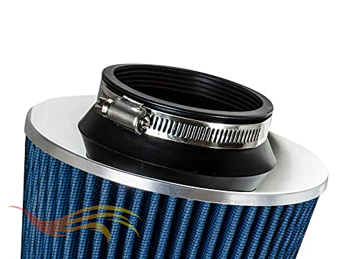 Rtunes Racing 3.5-Inch 89mm Washable Dry Clamp-On Cone Air Filter, Blue - size: Standard 3.5"