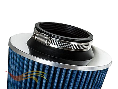Rtunes Racing 2.75-Inch 70mm Washable Dry Clamp-On Cone Air Filter, Blue - size: Standard 2.75"