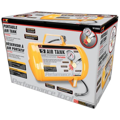 Performance Tool W10005 5-Gallon Portable Horizontal Air Tank - style: Portable Air Tank (5-Gal)
