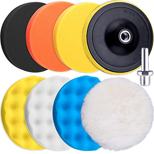 SIQUK 9 Pieces 3 Inch Buffing Pads Kit Foam Buffer Polisher Pads 3 Inch Hook and Loop Polishing Pads Buffer Attachment for Drill - size: 3 Inch