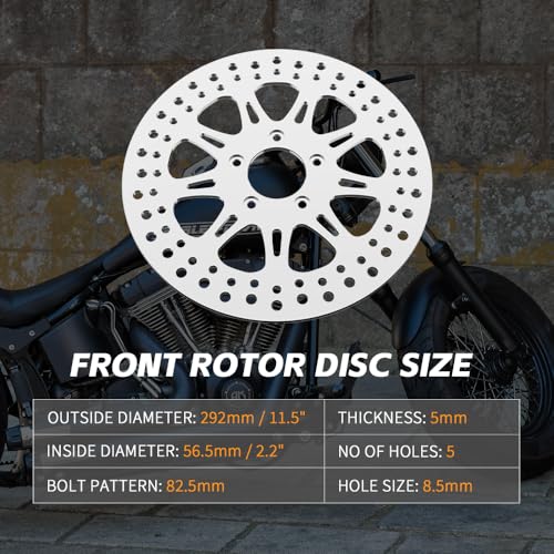TOFR 11.5" Brake Rotor w/Pads for Harley Sportster XL1200 04-13 XL883 04-10 - color: Polished