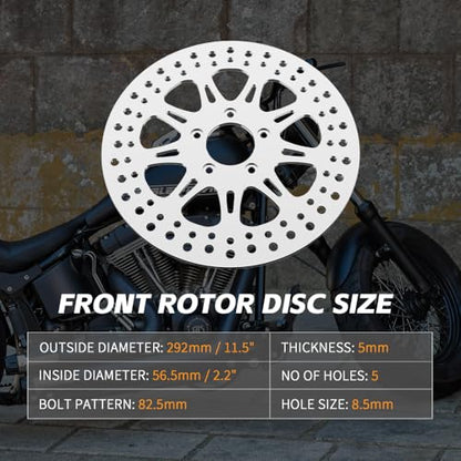 TOFR 11.5" Brake Rotor w/Pads for Harley Sportster XL1200 04-13 XL883 04-10 - color: Polished