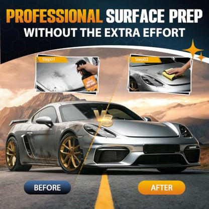 Surface Prep Spray Automotive Wax and Grease Remover, Paint Prep Cleaner for Ceramic Coating Prep Cleaner, Auto Paint Surface Prep, Removes Oil, Wax & Silicone, Plastic Degreaser Spray, 5 fl oz