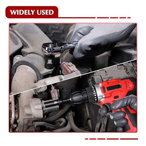 EMENTOL 1/4" Drive Impact Socket Set, 23 Pieces Deep & Shallow Socket Set, SAE 5/32"-9/16", 12 Point CR-V, Includes Drill Bit Adapter - size: 1/4" Drive (4-14mm)