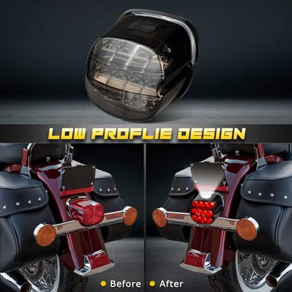NTHREEAUTO Smoked LED Rear Tail Light Motorcycle Taillights Brake Driving Compatible with Harley Dyna Road King Electra Glide Street Bob Touring - color: Smoke