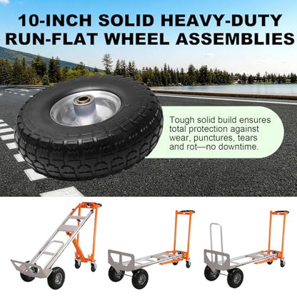 Storystore 2-Pack 4.10/3.50-4 Tire and Wheel - 10 Inch Solid Rubber Tire Wheels with 5/8" Bearings, 2.2" Offset Hub for Hand Truck, Trolley Dolly, Garden Cart and Wheelbarrow - size: 10Inch / 2Pack / Silver