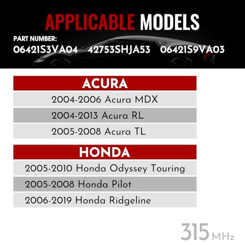 TPMS Sensor Acura Honda, 315MHz Tire Pressure Monitoring Sensor, 4 Pack - size: 06421-S3V-A04