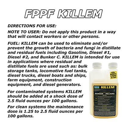 00119 KILLEM BIOCIDE 16 OZ. BOTTLE, TREATS 1920 GALLONS OF DIESEL FUEL PER BOTTLE