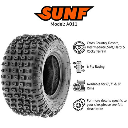 SunF ATV Tires 25x12-9 25x12x9 Loose Terrain Hardpack 6 PR Tubeless - A011 - size: 25x12-9