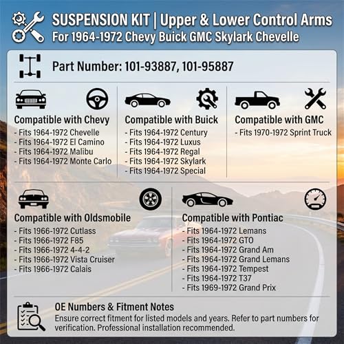 Front Upper and Lower Control Arm Ball Joint Kit For GM A Body 64-72 - size: 101-93887,101-95887