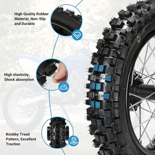 EOPOAYI 90/100-14 3.00-14 Dirt Bike Rear Wheel Tire & Inner Tube Assembly Compatible with 125cc 140cc 150cc Apollo YZ85 CRF125F KLX125 TTR125 SSR TaoTao DB17 Off Road Motocross Parts with 15mm Bearing - size: 90/100-14 Rear Wheel without Chain Sprocket
