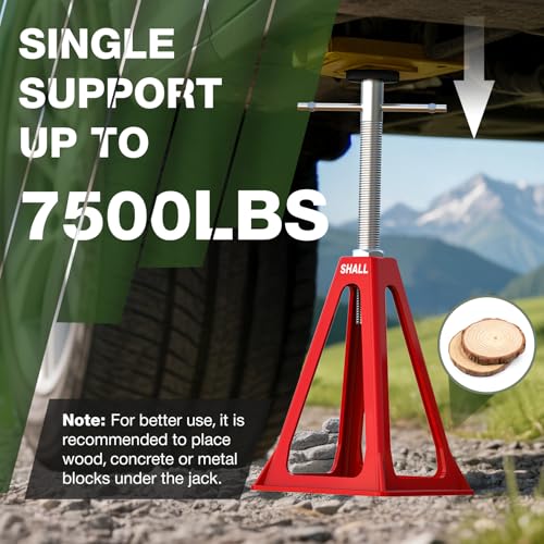SHALL RV Stabilizer Jacks, 4-Pack Heavy Duty Aluminum Jack Stands for Travel Trailer Camper, Single Support up to 7500 Lbs, RV Leveling Screw Jack with Spare Nuts & Pads, Adjustable from 11" to 17"