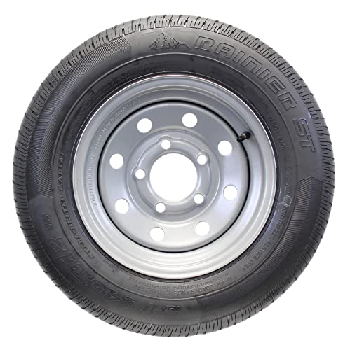 eCustomrim 2-Pack Radial Trailer Tire Rim Assembly ST145/R12 Silver 5 Lug
