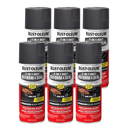 Rust-Oleum Stops Rust 2-in-1 Rust Reform & Seal Coating Spray, Black - size: 12 Ounce (Pack of 6), style: Aerosol