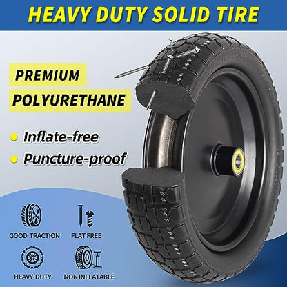 GICOOL 13'' 4.00-6'' Flat Free Solid Wheelbarrow Tire and Wheel, 4 Pack - size: 13"x4.00-6 Flat-free Tire - 4 Pack