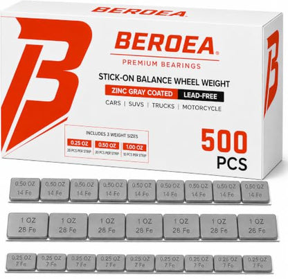 OCTOPUS BEROEA 500Pcs Zinc Gray Coated Stick-On Balance Wheel Weight Lead-Free Cars SUVs Trucks Motorcycle Wheel Balancers w/Wider and 3M Tape 1oz, 0.5oz, 0.25oz – 500 Pcs - color: x500 Gray