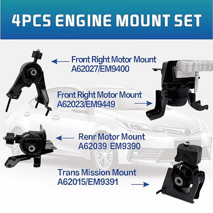 Engine Motor and Transmission Mount Kit Compatible with 2009-2013 Corolla - size: 2009-2013 Corolaa (1.8L)