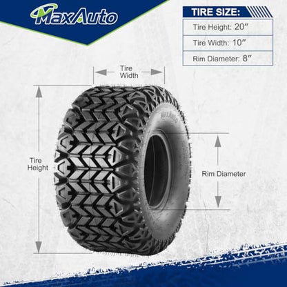 MaxAuto AT20X10-8 Hilly Lawn ATV Tire,20x10x8 Replacement for All Trail Rear Tires,Lawn Mower Tractor Tire,Golf Cart Turf Tires,4-Ply Tubeless,2 Pack - size: 20X10-8