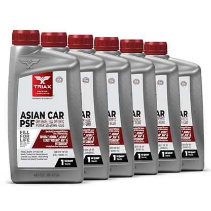 TRIAX Asian Car PSF Hydraulic & Electric Full Synthetic OEM Grade Power Steering Fluid | Compatible with Honda, Acura, Toyota, Lexus, Nissan, Infiniti, Mazda, Hyundai, Kia & More (6 Quart Pack) - size: 6 Quart Pack