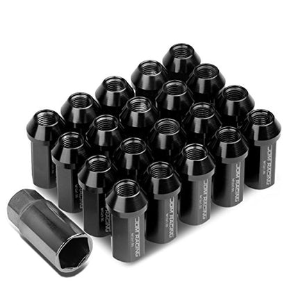 DNA MOTORING LN-ZTL-9019-15-BK 20Pcs M12 x 1.5 Close End Wheel Lug Nuts w/Deep Drive Extension Adapter, 25mm OD/50mm H, Black - color: Black, size: M12 x 1.5