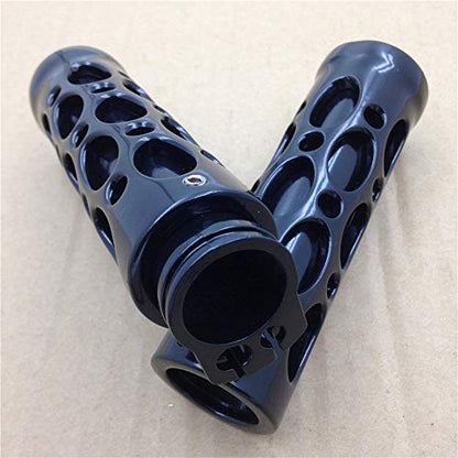 TRHB103-1''- Black Motorcycle Hole Hollow Shape 1" Hand Grips Compatible with Nomad Drifter Vulcan 1600 2000/ Kawasaki Vulcan 1500 Classic