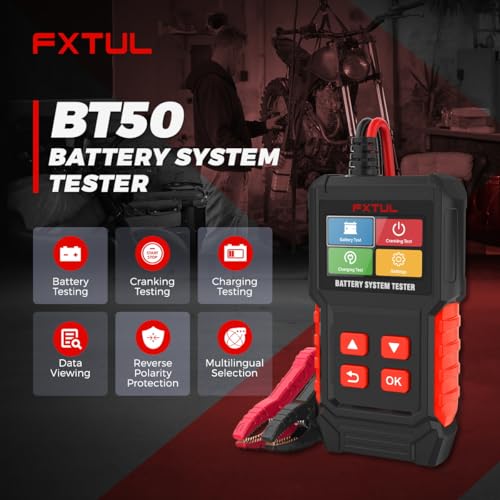 BT50 12V Battery Tester, 20-2000 CCA Load & Charging System Analyzer
