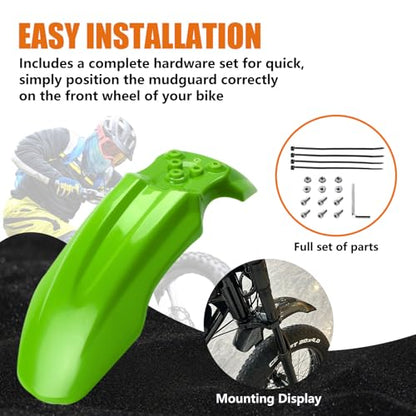 Dirt Bike Front Fender for Yozma IN10 Tuttio Soleil 01 MX350/500/650 SX500 KX110 XR70 Ridstar Q20 CRF50 Style with Mounting Bolts Ebike Dirt Pit Bike Wheel Mudguard (Green) - color: Green