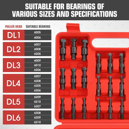 DNA Motoring 21 in 1 Bearing Puller, Bearing Extractor Removal Tool, Inner Hole Three-Jaw Puller with Curved Hook, Collet Multi-Functional Bearing Removal Tool, TOOLS-00606 - style: 21 in 1 Bearing Puller