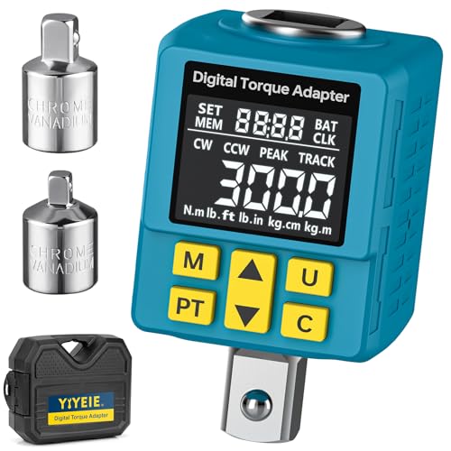 Heavy-duty Digital Torque Adapter, (±1% Accuracy, 40-300Ft-lb), 1/2" Digital Torque Wrench Adapter for Auto, Versatile Meter - Alert | Peak/Track | Preset | Store/Delete, for Machinery Repairs(406N.m) - size: 40-300Ft-lb/54.5-406 Nm