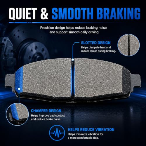 D1056 D1057 Front Rear Ceramic Brake Pads With Clips Fit For 2005-2020 CHRYSLER 300,For 2009-2018 DODGE CHALLENGER,For 2006-2017 DODGE CHARGER,For 2005-2008 DODGE MAGNUM (8 pcs) - size: D1056 D1057