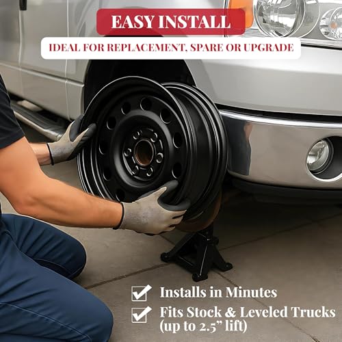 For 2009-2018 Dodge Ram 1500 18 Inch Powder-Coated Black Steel Rim - OEM Direct Replacement - Road Ready Truck Wheel