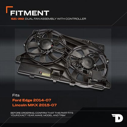 Dorman 621-392 Patented Dual Fan Assembly with Controller