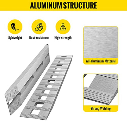 BestEquip 84x14 Inch Aluminum Ramps 6000LBS Capacity Car Trailer Truck ATV Ramps 1 Pair 2 Ramps