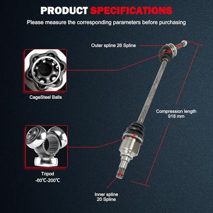 CV Axle 66-5267 for Toyota Prius 1.5L 2004-2009 Front Right Passenger FWD - size: 17-9992