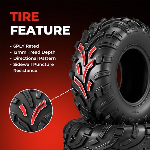 ATV UTV Tires 22x7-11,6-Ply Tubeless Tires,Directional,Set of 2 - size: 22x7-11