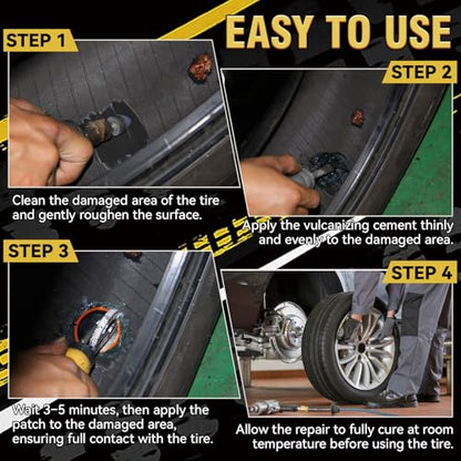 Zimtty Chemical Vulcanizing Cement,Heavy Duty Fast-Dry Tire Repair Glue with Brush, All-Purpose Rubber Cement for Tire Patches, Car, Motorcycle & Bike, Clear 8.5 Oz