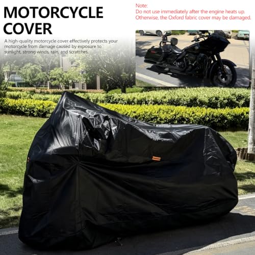 Motorcycle Cover Fit for Harley Cruiser Models & Most Other Cruiser Models - color: Black-[3XL-For Cruiser Model]