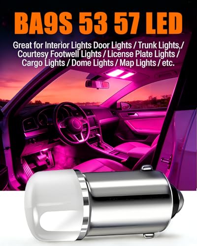 Qasim 1893 LED Bulb BA9S 1895 53 57 12V Pink Car Light 10-Pack - color: Pink