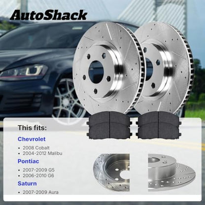AutoShack Front & Rear Zinc Coated Rotors & Pads for Chevy Malibu 2012 - style: SilverShiled Pro & Pad