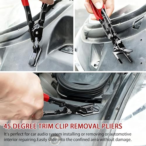 LUOWPZI 5-Piece Automotive Electrical Disconnect Pliers Kit, Fuel Line Tool Set Hose Clamp 60° Angled Connector Separator Trim Clip Removal Tools Plug Release & Wire Terminal Remover for Auto Repair - size: 5 Pcs
