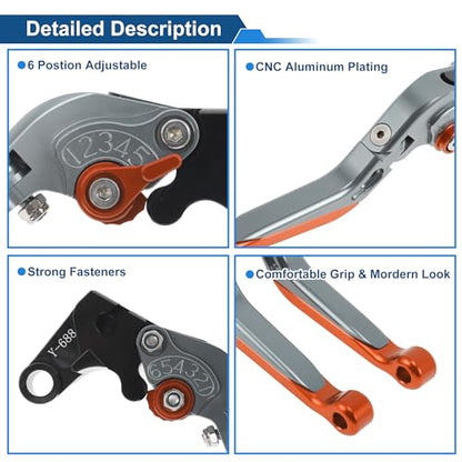 Brake Clutch Levers for Yamaha YZF-R7 2021-2025 Titanium Orange - color: Titanium Handle Orange End