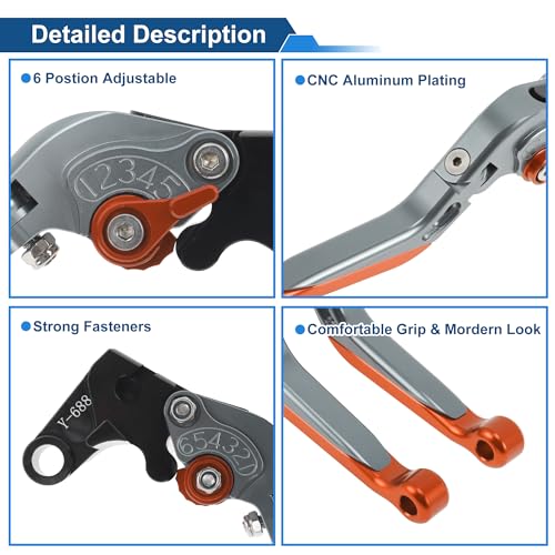 Brake Clutch Levers for Yamaha YZF-R7 2021-2025 Titanium Orange - color: Titanium Handle Orange End