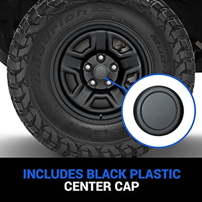 TACTIK 5 Spoke Classic Solid Steel Wheel - 5x5 Bolt Pattern, 17x9 (+6mm Offset), 5.25 Inch Backspace - Fits Jeep Wrangler 2007-2022 JL, JK and Gladiator JT - Satin Black Powder Coated Finish