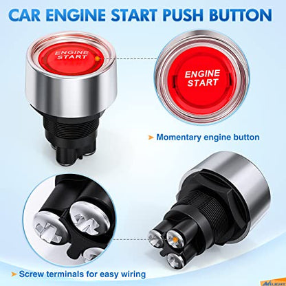 Nilight Start Engine Button 12V DC 50A Red - color: Red Start Engine Button