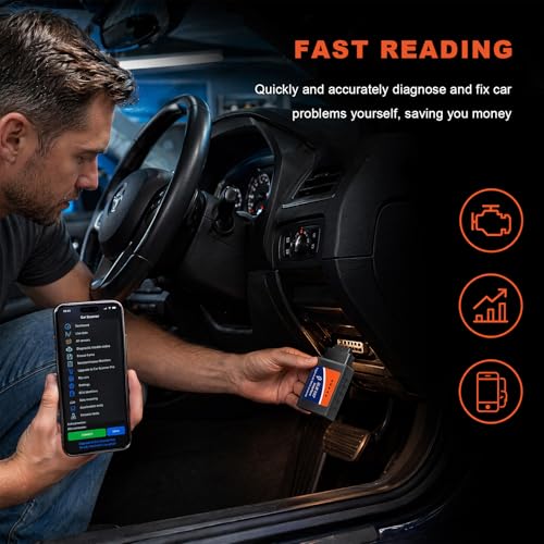 ELM327 OBD2 Bluetooth Adapter, OBDII Bluetooth Scanner Car Code Reader Reset Adapter, ELM327 Fault Diagnostic Scan Tool Compatible with OBD2 Vehicles, Car Accessories