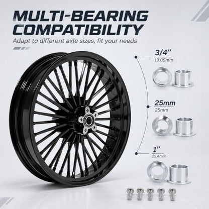 TOFR 18x3.5 Fat Spoke Front Wheel Black For Harley Softail Choppers 00-22 - color: Gloss Black, size: Front:18x3.5