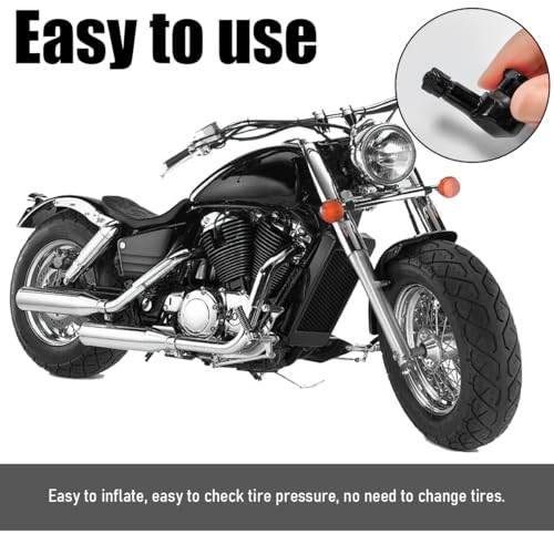 Yourkar 2 PCS Motorcycle Tire Valve Stems, 90 Degree Angle Aluminum Alloy Tire Tubeless Valve Stems with Rubber Ring, Black - color: Black