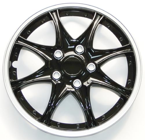 Akcsport Premium Hubcaps Wheel Covers for Toyota Nissan Kia Volkswagon 15 inch to 17 inch (Black JDM, 16 inch) - size: 16 inch, style: Black JDM