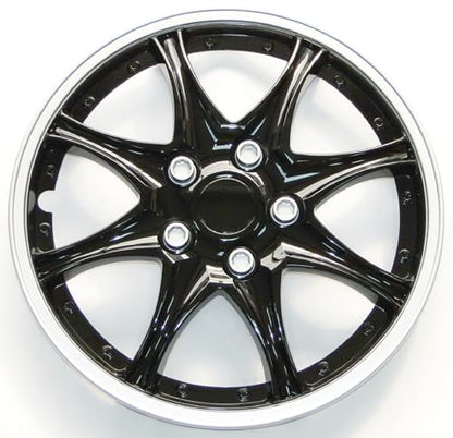 Akcsport Premium Hubcaps Wheel Covers for Toyota Nissan Kia Volkswagon 15 inch to 17 inch (Black JDM, 17 Inch) - size: 17 Inch, style: Black JDM