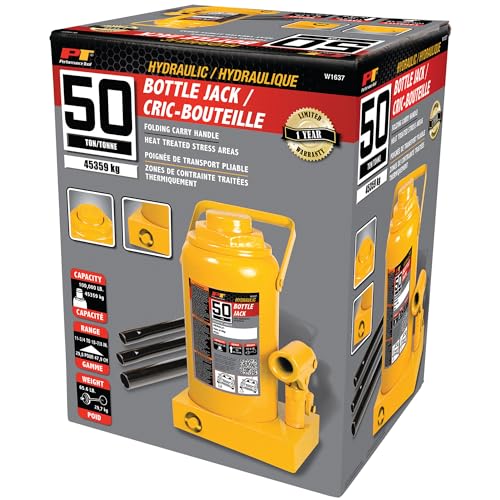 Performance Tool W1637 50 Ton Heavy Duty Hydraulic Bottle Jack - size: 50-Ton - Standard